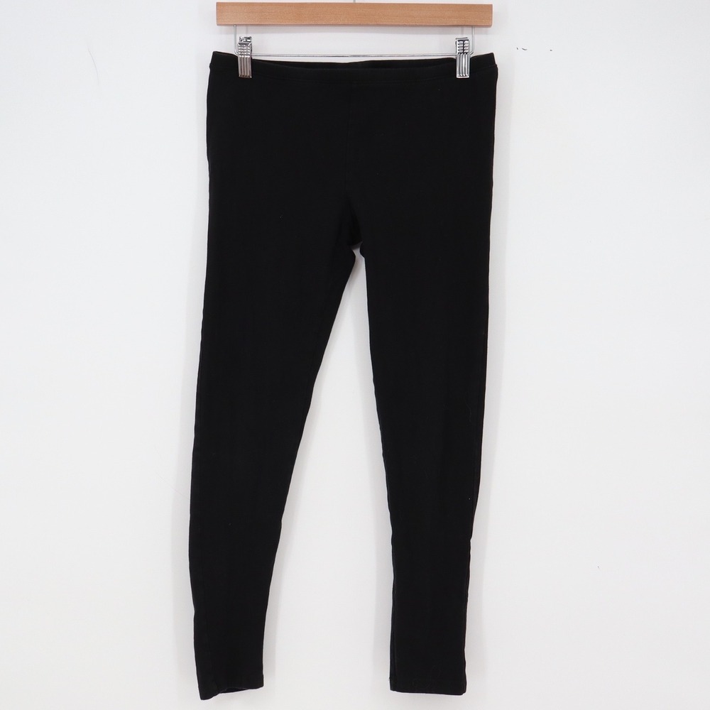 HUE Leggings Womens M Solid Black Cotton Blend Stretch Comfort Excellent